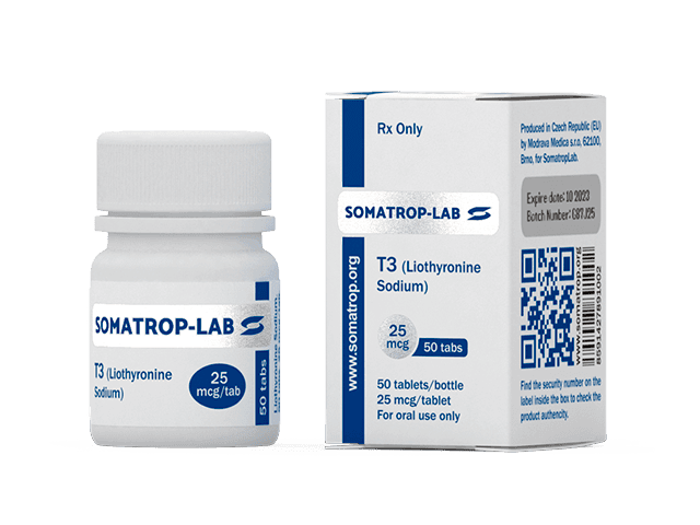 T3 (Liothyronine Sodium) 25 mcg (50 Tablets) Somatrop Lab