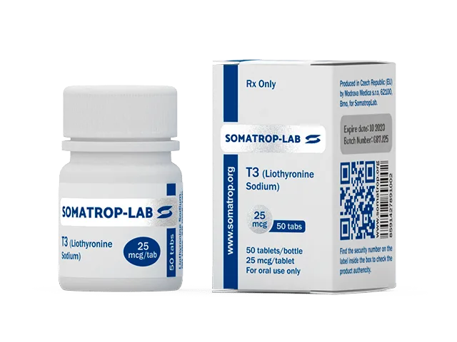 T3 (Liothyronine Sodium) 25 mcg (50 Tablets) Somatrop Lab